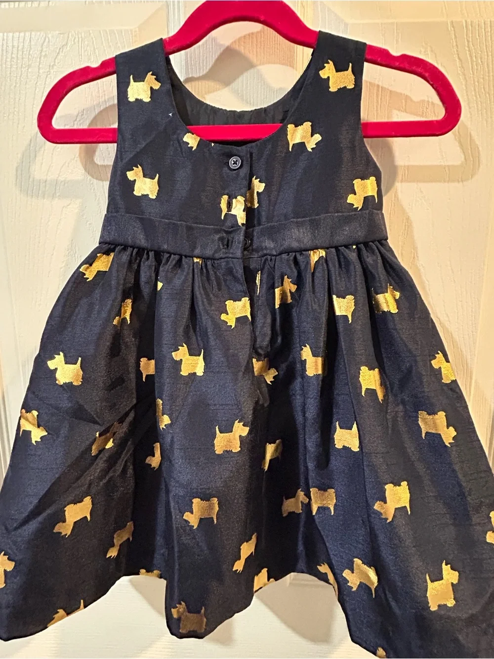 Gymboree Navy Blue Dress with Gold Dog Print